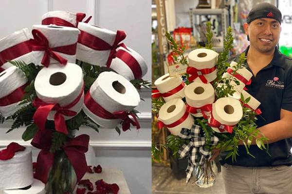 Florist Creates Toilet Paper Bouquet
