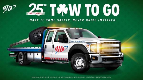 AAA activates Tow-to-Go program ahead of St. Patrick’s Day weekend