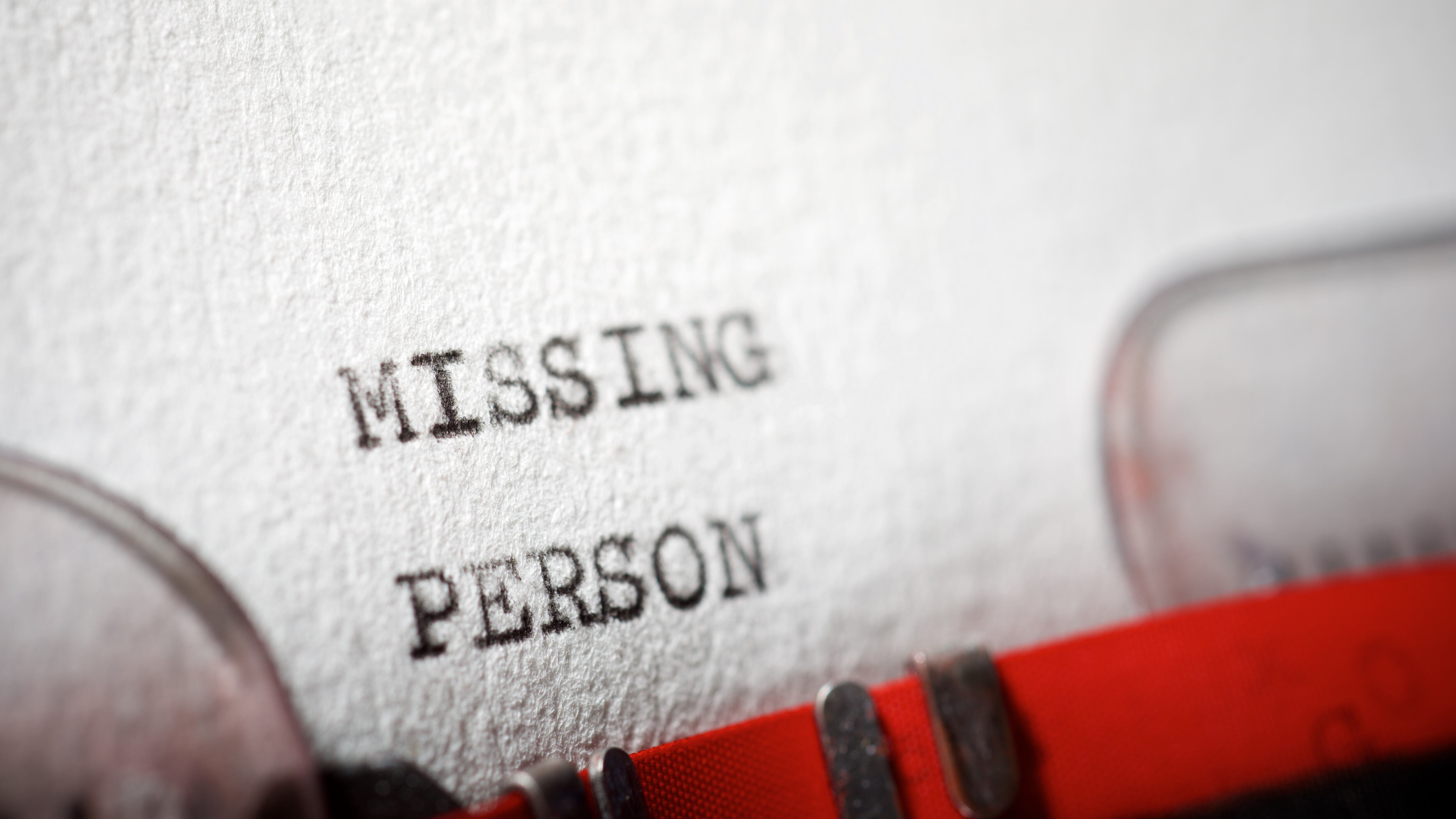 Missing person text written with a typewriter.