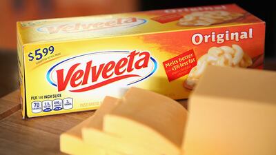 CHICAGO, IL - JANUARY 08: In this photo illustration, Velveeta cheese is shown on January 8, 2014 in Chicago, Illinois. Kraft Foods, the maker of Velveeta, says there is a shortage of the cheese product in some areas. (Photo Illustration by Scott Olson/Getty Images)